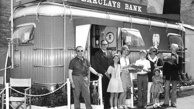 A mobile Barclays Bank branch