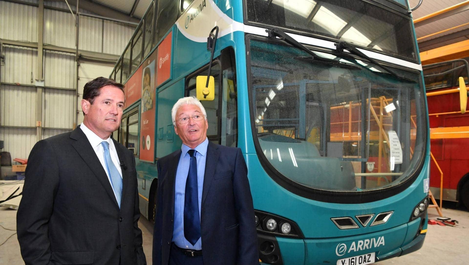 Jes Staley visiting a bus refurbishment company in Northumberland 